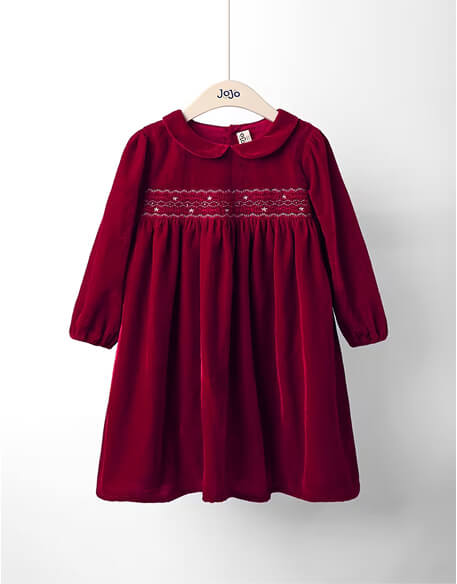 Smocked Waist Velvet Party Dress
