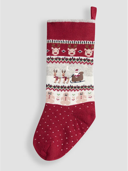 Christmas Scene Knitted Stocking