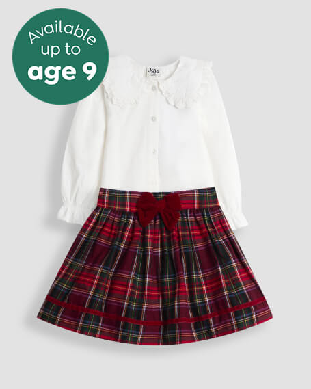 Tartan Skirt & Blouse Set