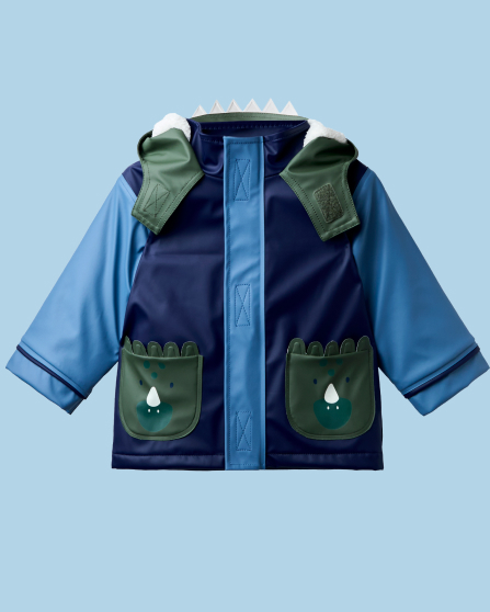 Navy Multi Dino Waterproof Borg Lined Jacket