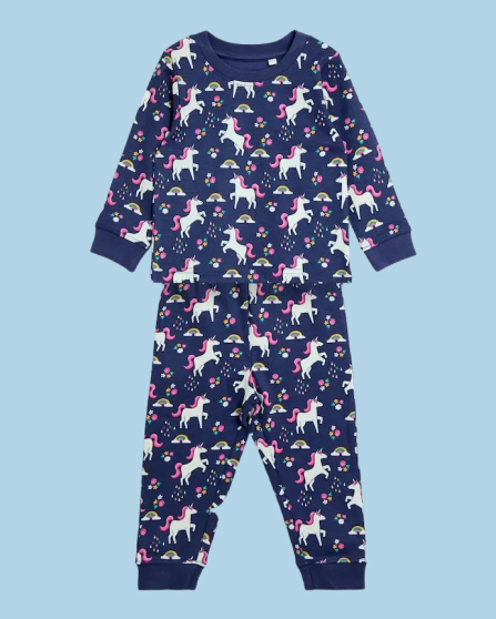 Purple Unicorn Print Glow In The Dark Jersey Pyjamas