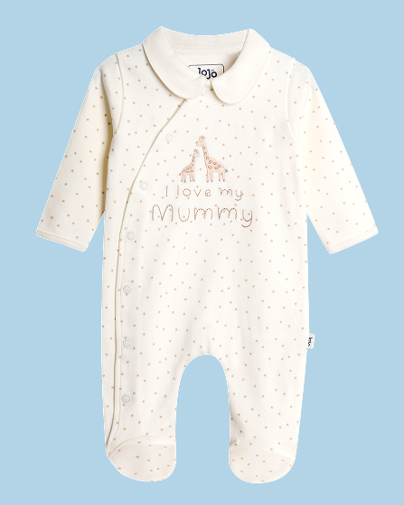 Cream Spotted Organic Cotton 'I Love My Daddy' Sleepsuit