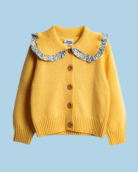 Yellow Frill Collar Ditsy Cardigan