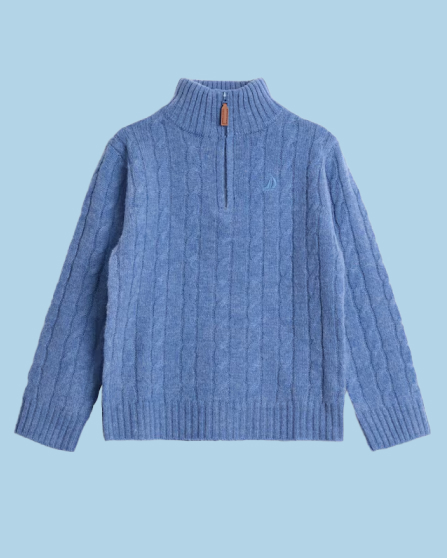 Indigo Blue Classic Cable Half Zip Jumper