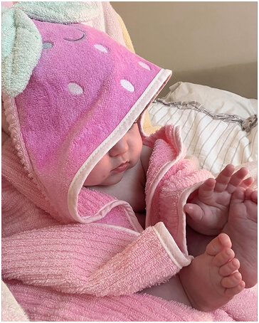 Pink Strawberry Character Hooded Towel