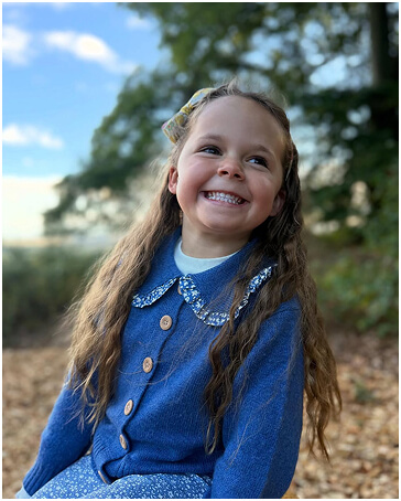 Dusky Blue Floral Frill Collar Cardigan