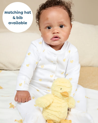 Yellow Cotton Duck Embroidered Sleepsuit